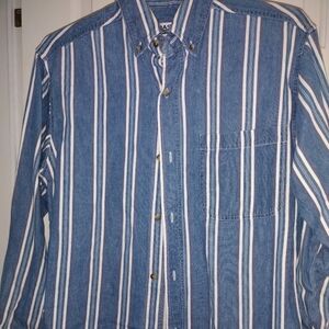 Men's Button Down Shirt Nice Material Size Small Blue and White